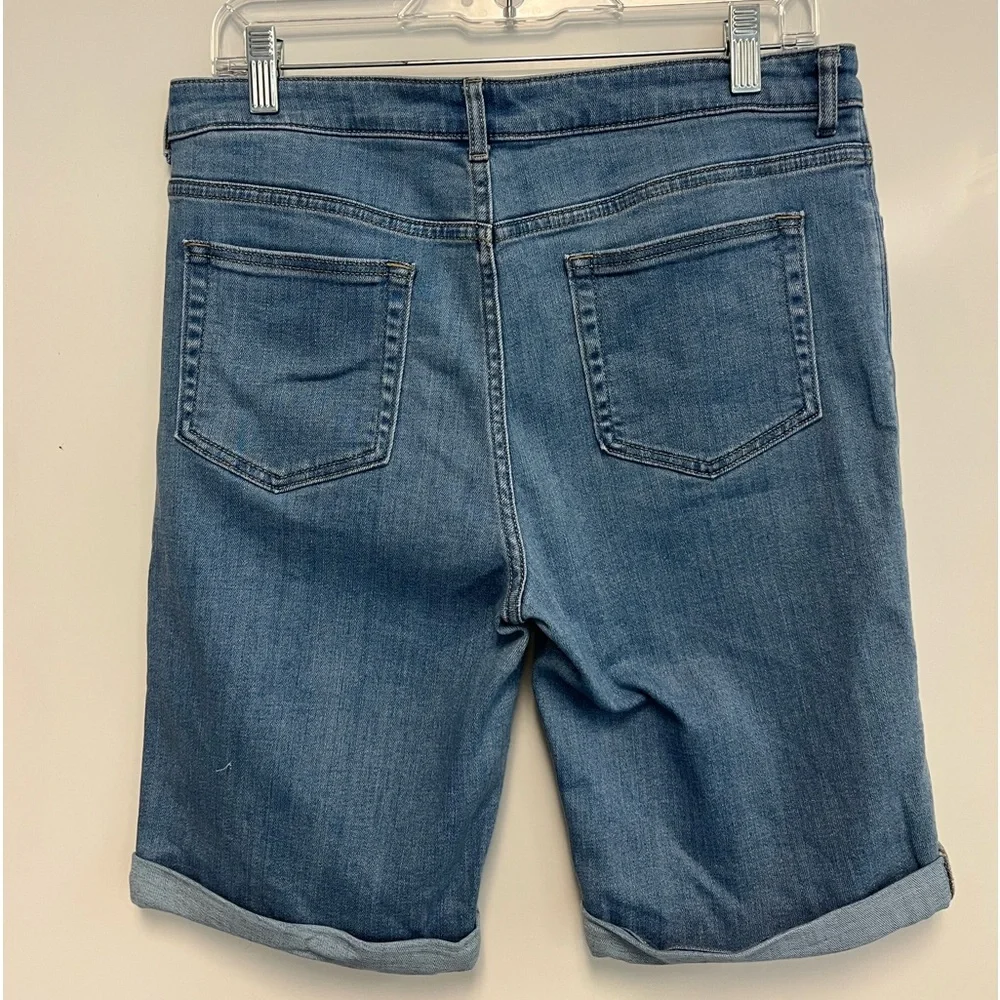 LOGO by Lori Goldstein 5-Pocket Denim Bermuda Shorts with Rolled Cuff Sz. 12 - Picture 4 of 10